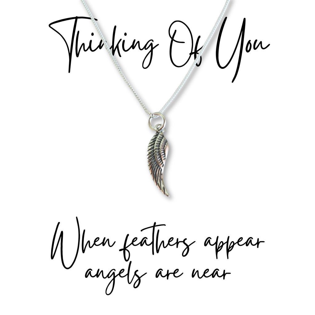 Angel Feather Sterling Silver Necklace & Gift | When Feathers Appear Angels are Near-3