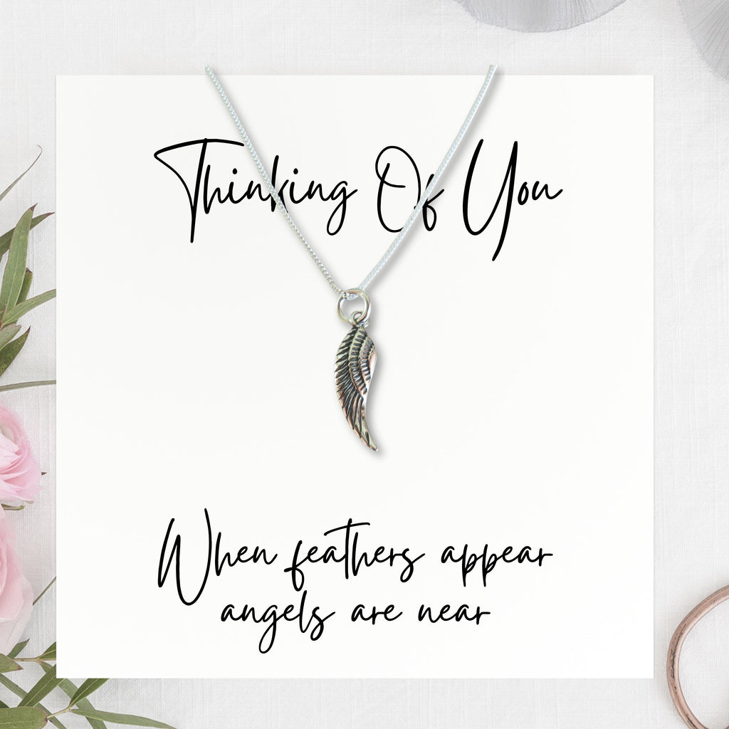 Angel Feather Sterling Silver Necklace & Gift | When Feathers Appear Angels are Near-0