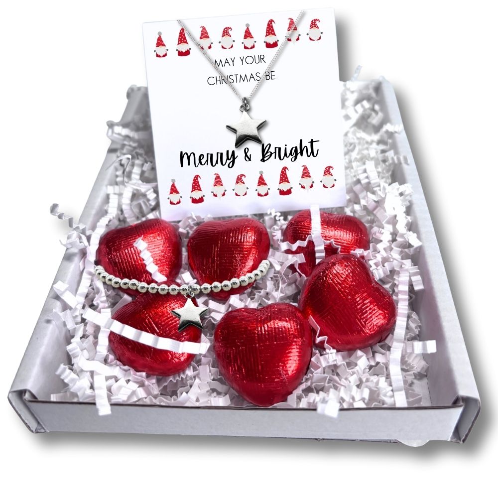 Merry & Bright Christmas Mini Gift Hamper & Silver Star Necklace-0