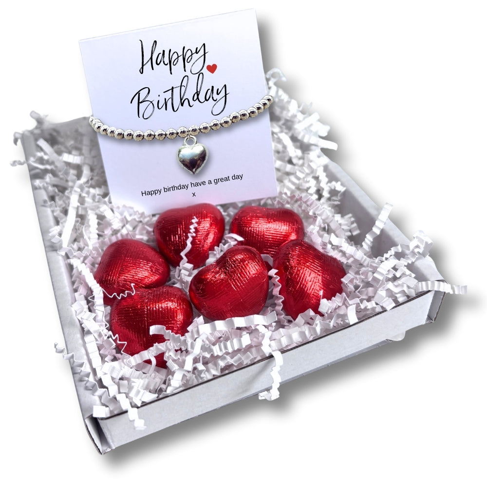 Happy Birthday Mini Gift Hamper with Silver Heart Bracelet-0