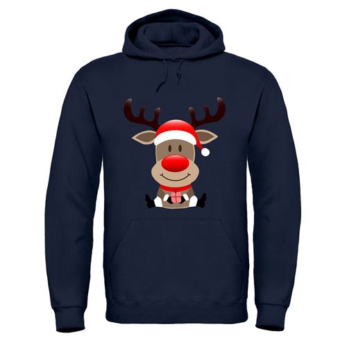 Adults Christmas Reindeer Printed Heavy Blend Hoodie With Pouch Pocket-1