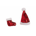  Red Sequin Santa Hat 18cm Christmas Bauble Decorations-0