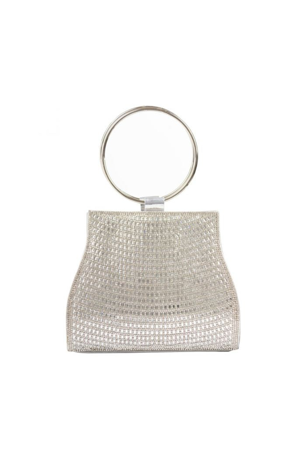 Silver Diamante Clutch Bag with Top Handles-0
