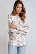 Stone Animal Print Fine Knit Jumper-0