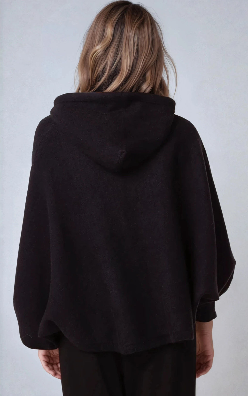 Black Boxy Knit Hoodie-2