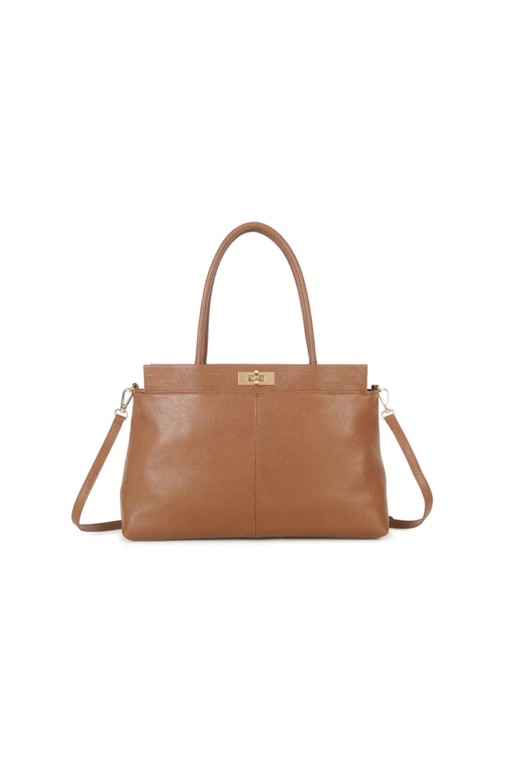 Brown Faux Leather Handbag-0
