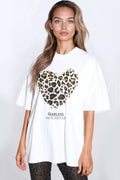 White Leopard Heart Oversized T-Shirt-0