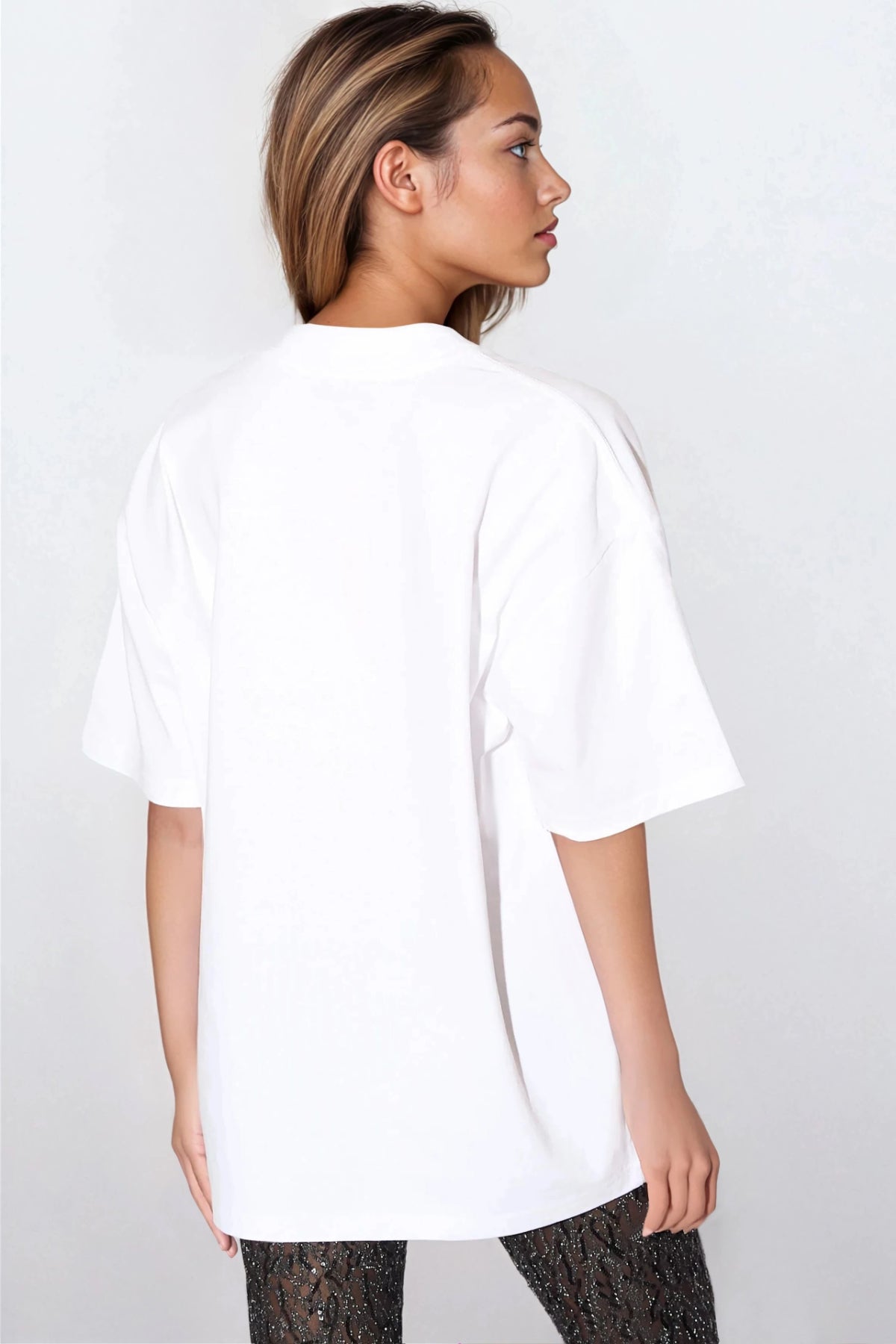 White Leopard Heart Oversized T-Shirt-2