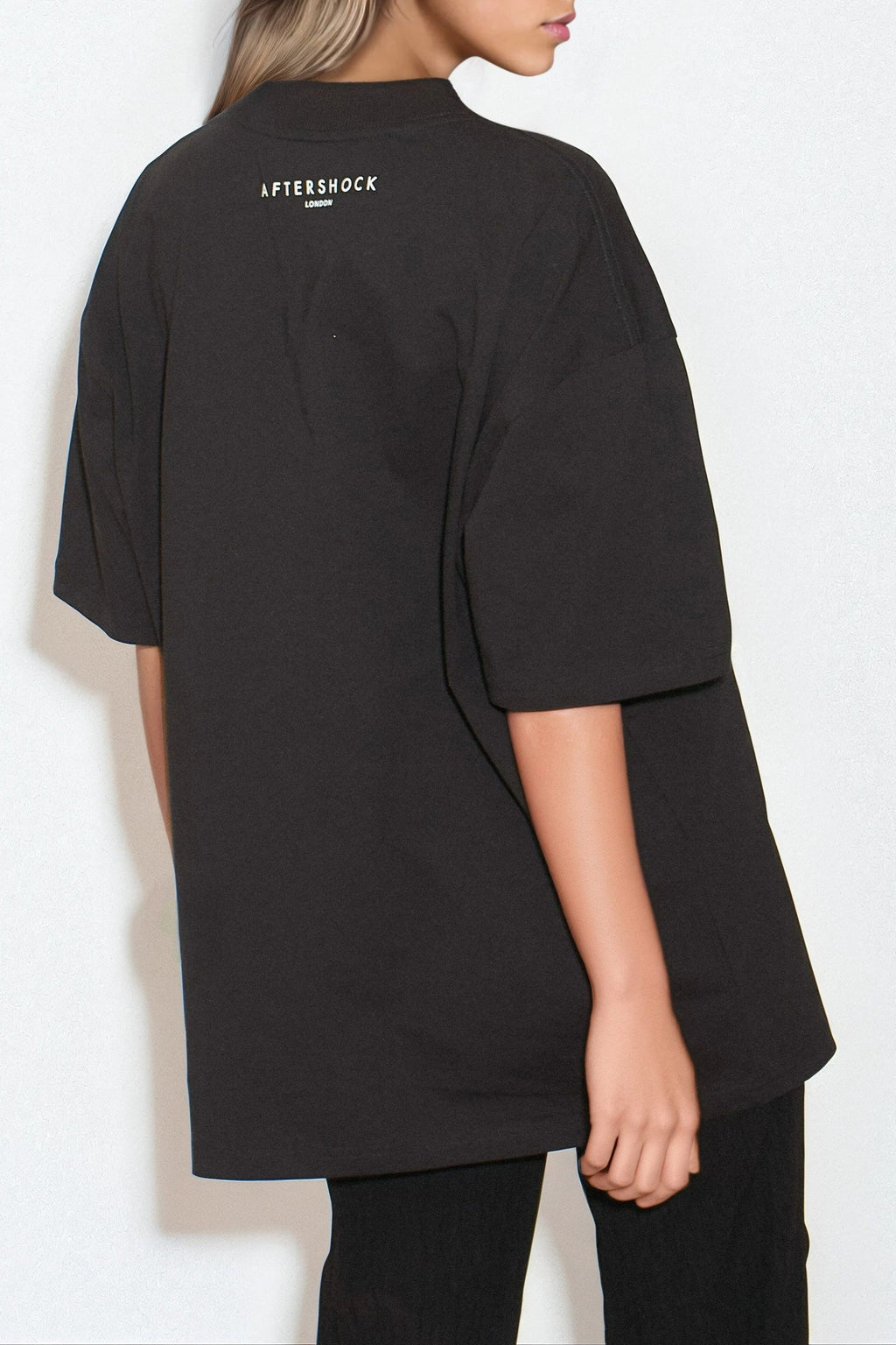 Black Logo Cotton Oversized T Shirt-2