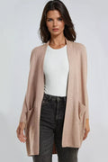Beige Knit Cardigan with Pockets-0