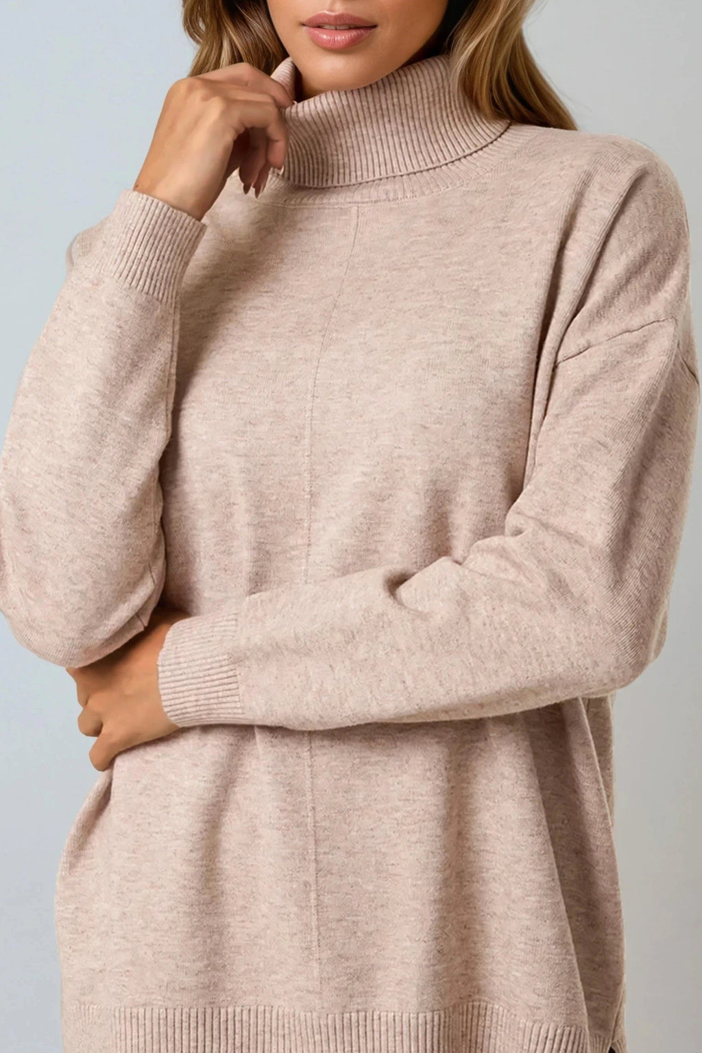 Mocha Knitted Roll Neck Jumper & Trouser Set-3