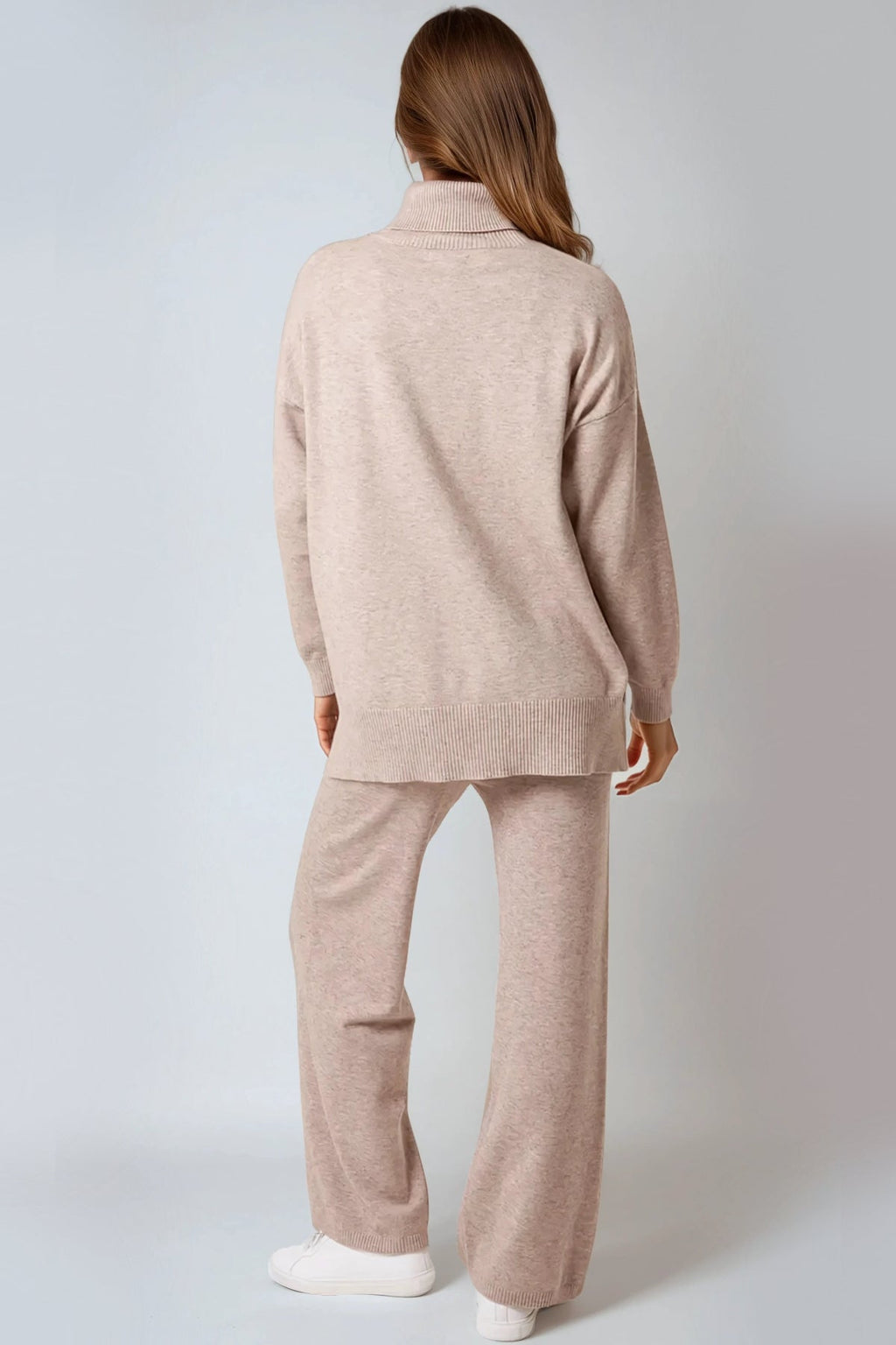 Mocha Knitted Roll Neck Jumper & Trouser Set-2