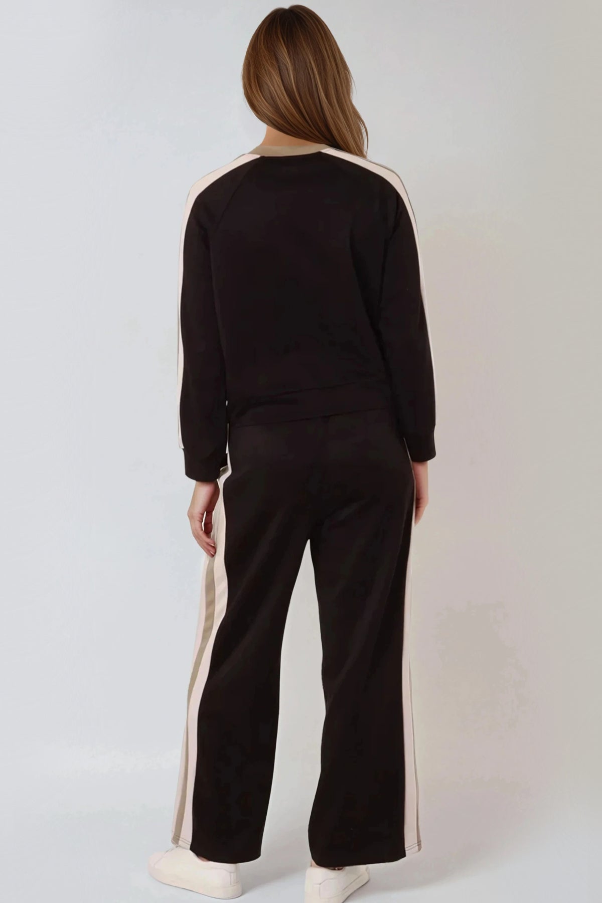 Black Stripe Bomber Jacket & Jogger Set-2