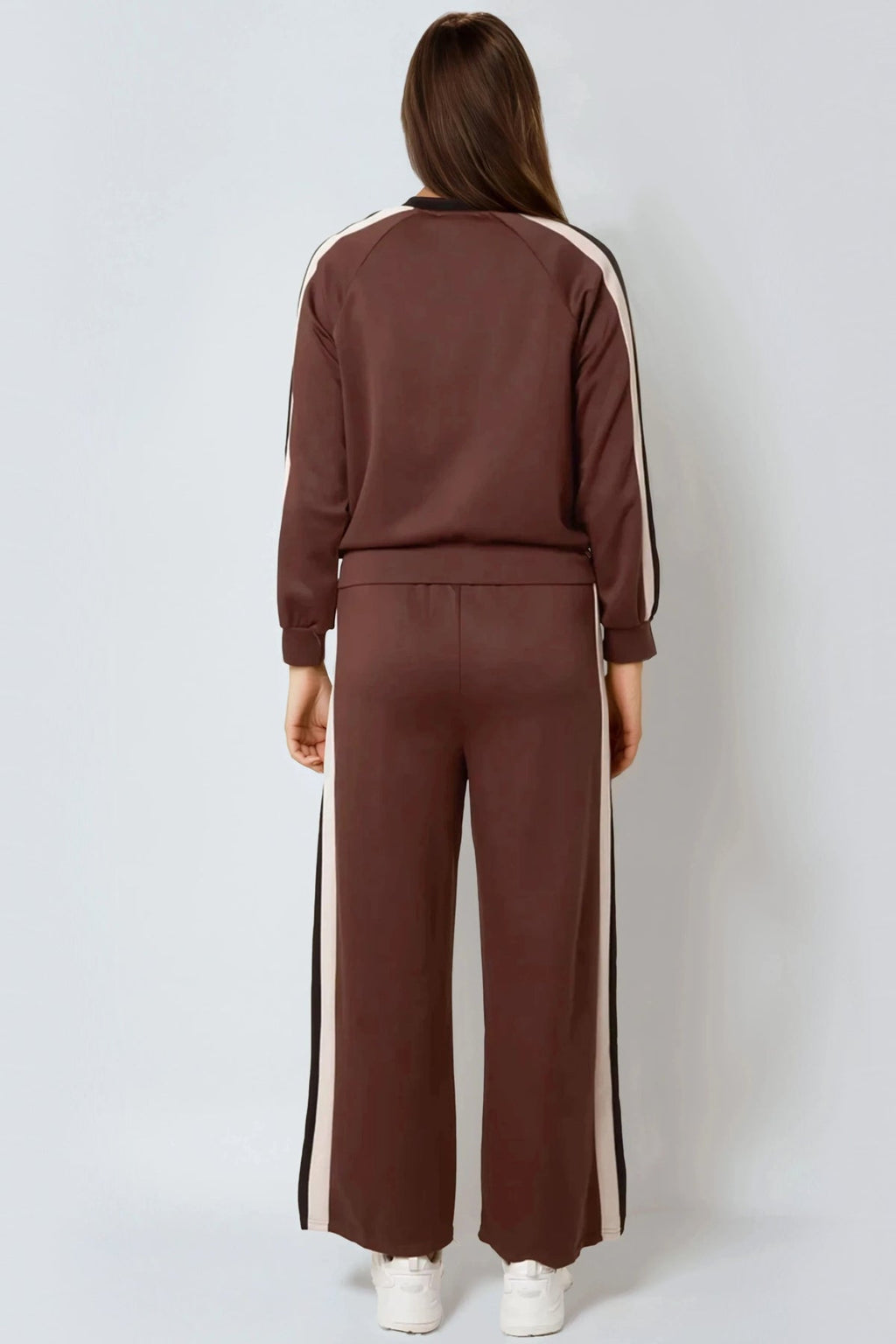 Brown Stripe Bomber Jacket & Jogger Set-2