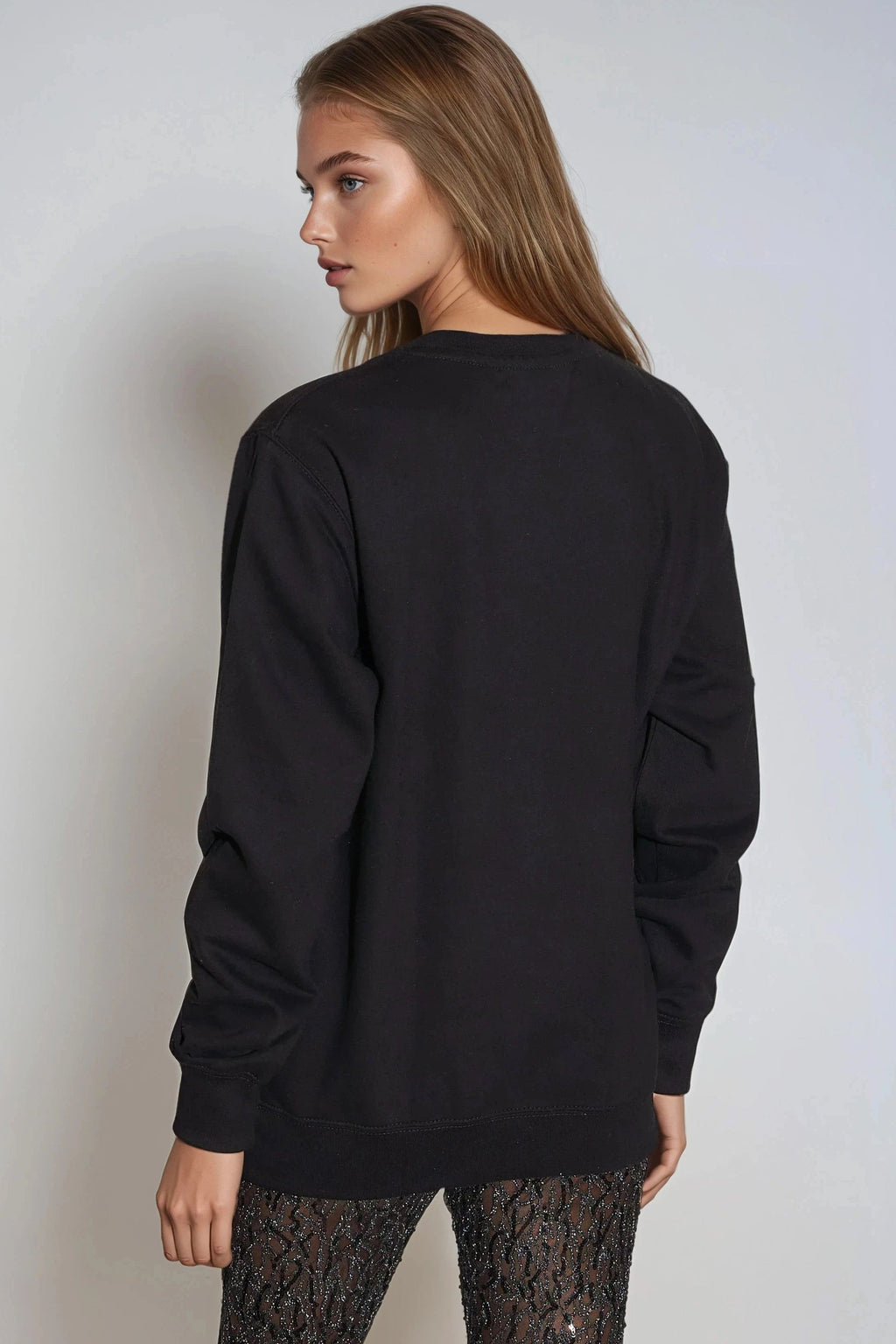 Black Leopard Gold Foil Print Sweatshirt-3