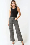 Black Wash Diamond Embellished Straight Leg Jeans-0