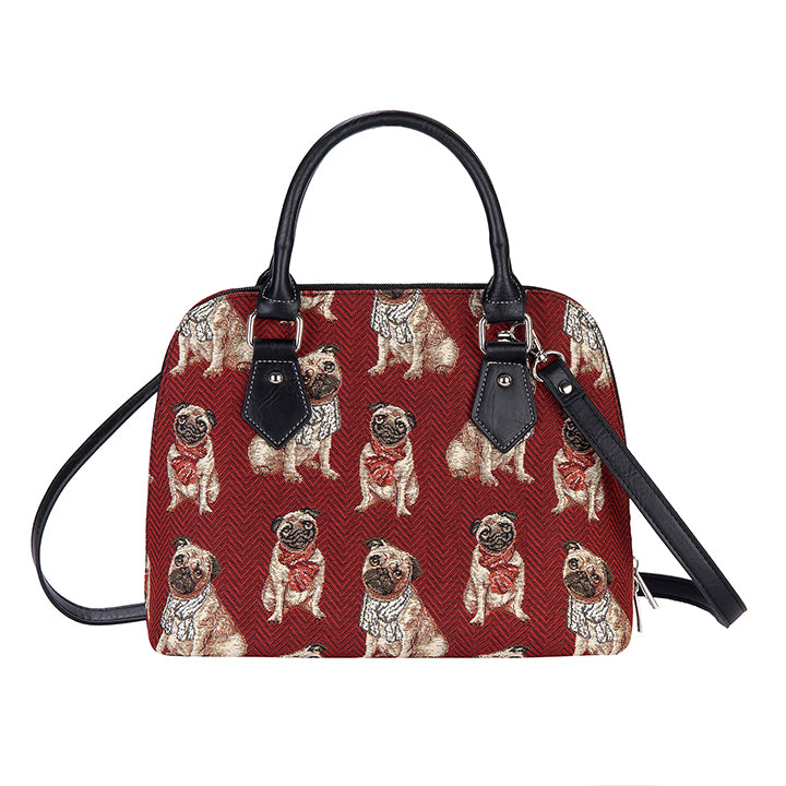 Pug Convertible Eco-Friendly Tapestry Top-Handle Handbag with Detachable Straps-2
