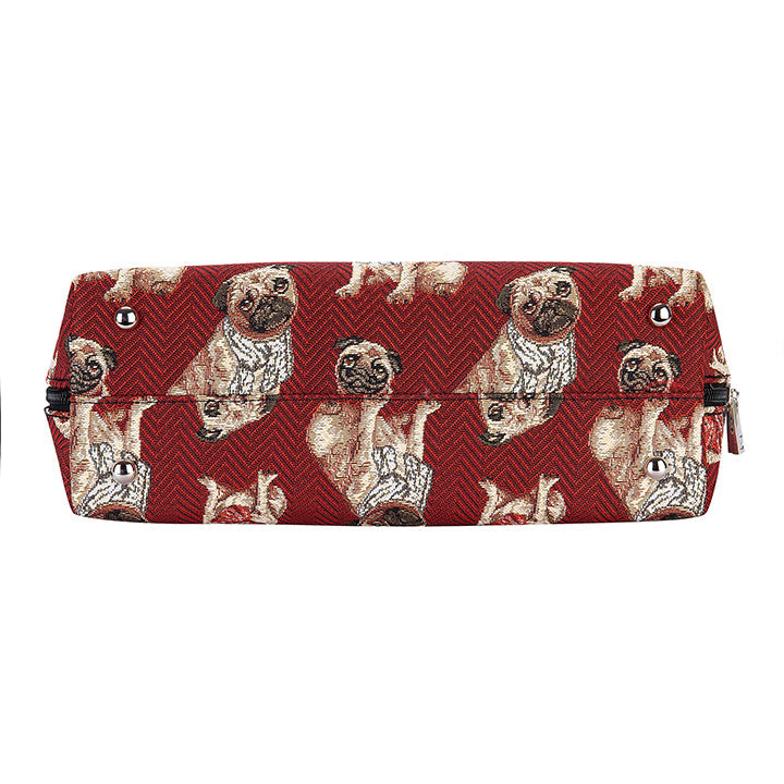 Pug Convertible Eco-Friendly Tapestry Top-Handle Handbag with Detachable Straps-4