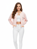 Pink Short Baseball-Style Jacket For Women, Williamsburg, BYMANYC New York.-0