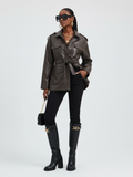 Women's Faux Leather Safari Jacket UPPER EAST SIDE ECO FASHION BYMANYC ® New York-0