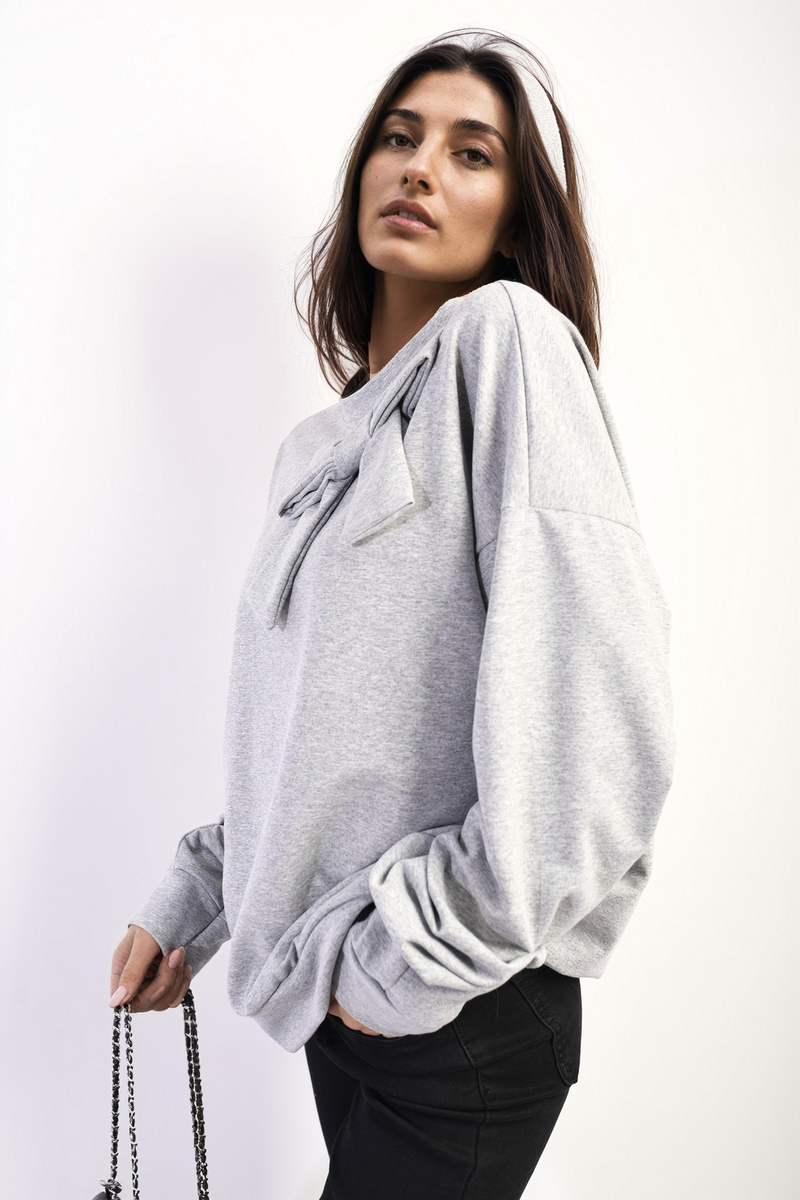 Long Sleeve Bow Detail Jumper | Elegant Knit Sweater for Women-7