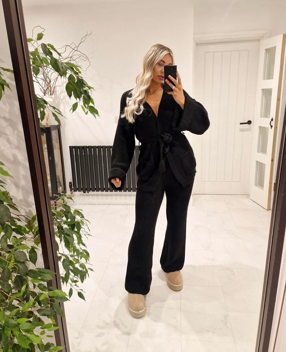 Belted Pocket Knit Co-ord Set | Stylish Two-Piece Lounge and Casual Wear-1