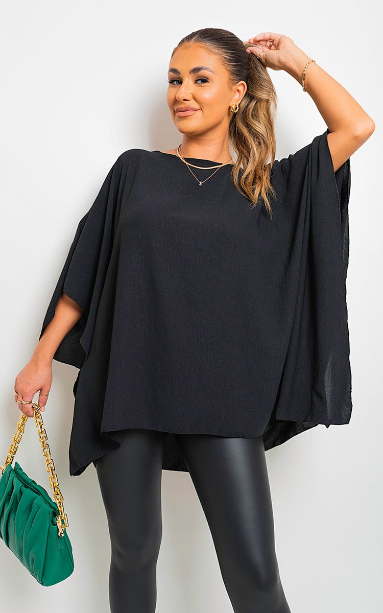 Oversized Batwing Sleeve Casual Tops-0