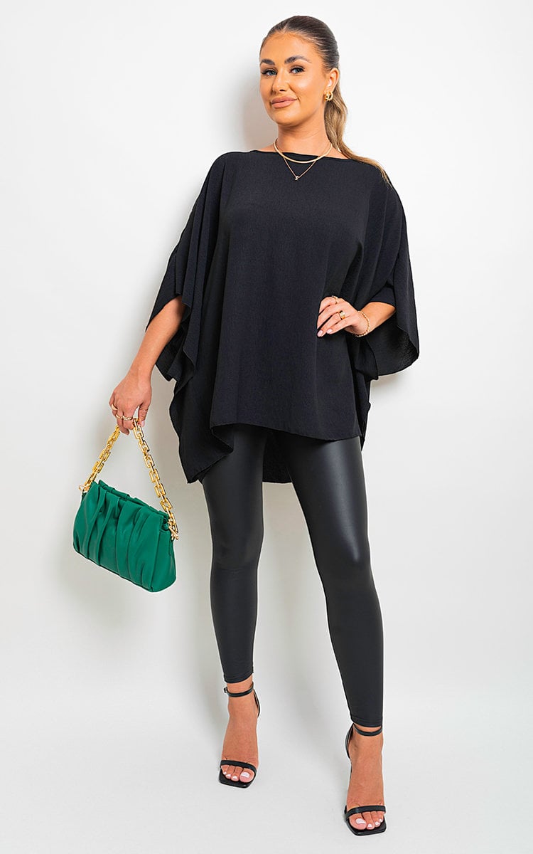 Oversized Batwing Sleeve Casual Tops-2