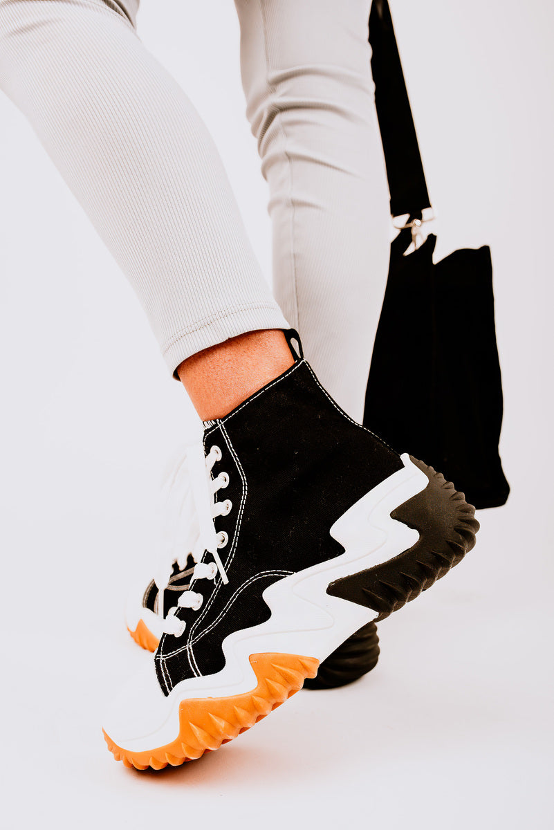 Chunky Platform Round Toe Lace Up Trainers