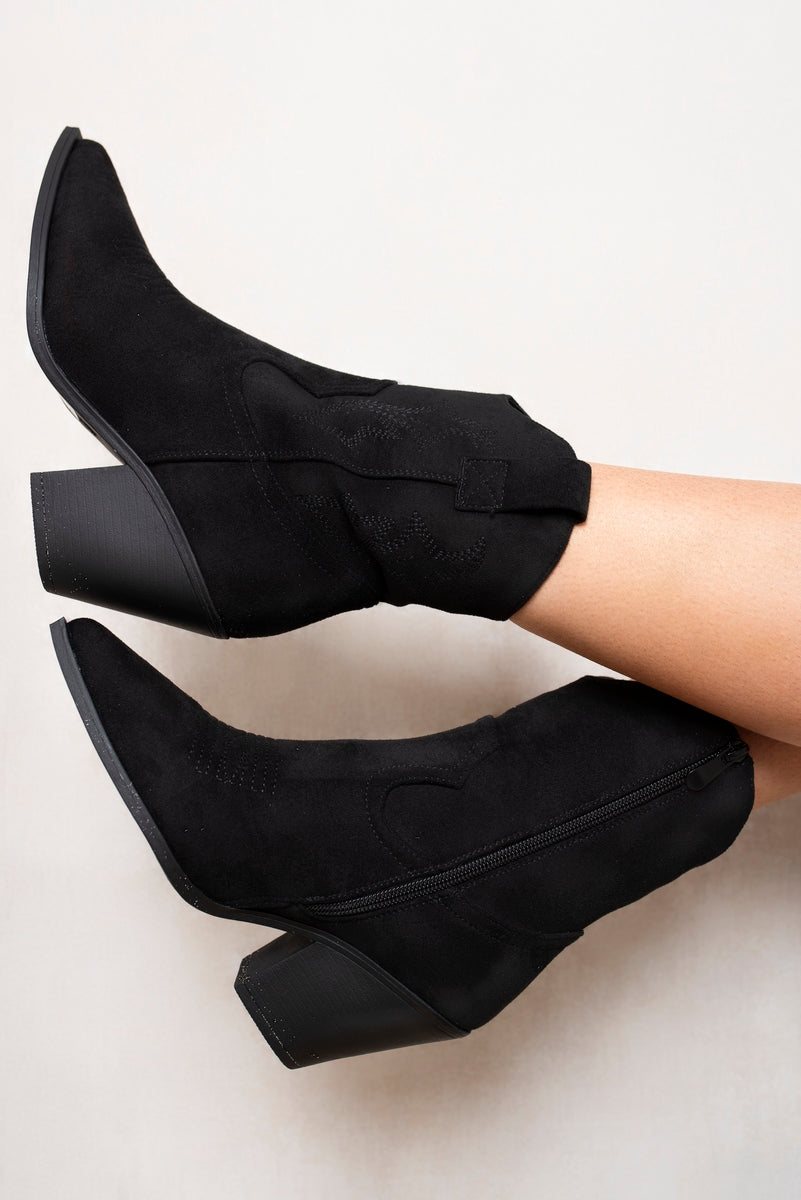 Suede Cowboy Ankle Length Boots