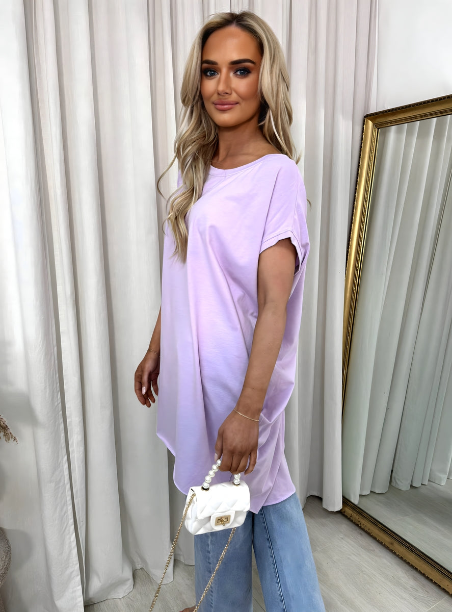 Round Neck with Side Pockets Oversized Top