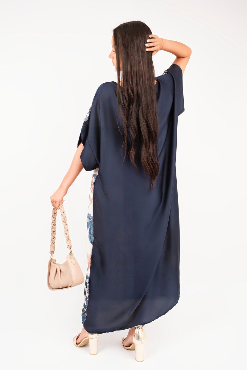 Oversized Batwing Maxi Dress with Tropical Print