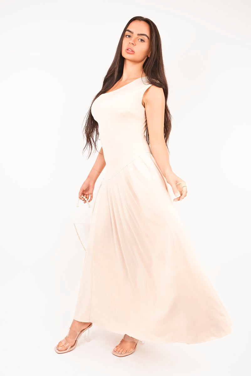 Short Sleeve Pleated Relaxed Maxi Dress