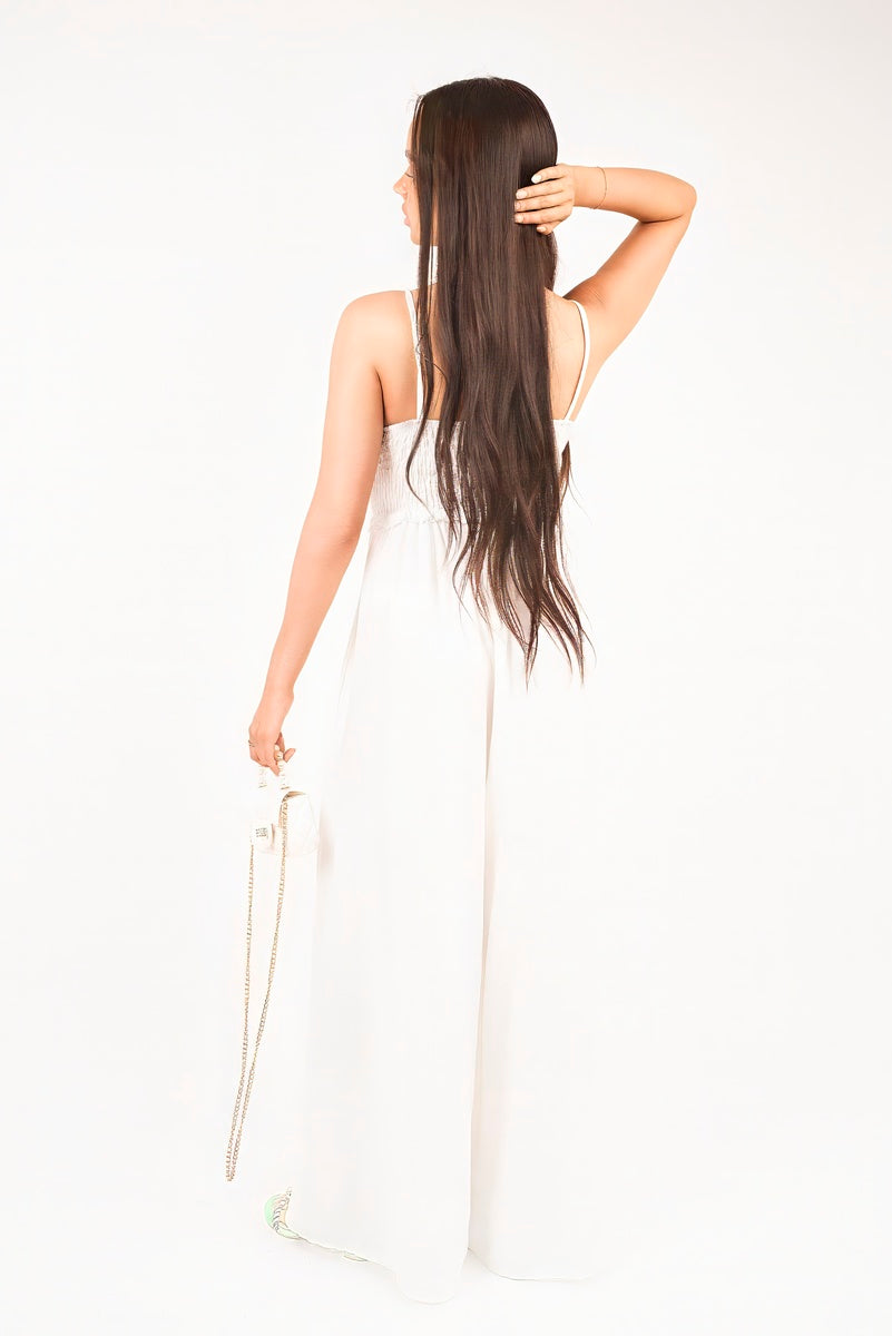 Shirred Bandeau Wide Leg Jumpsuit