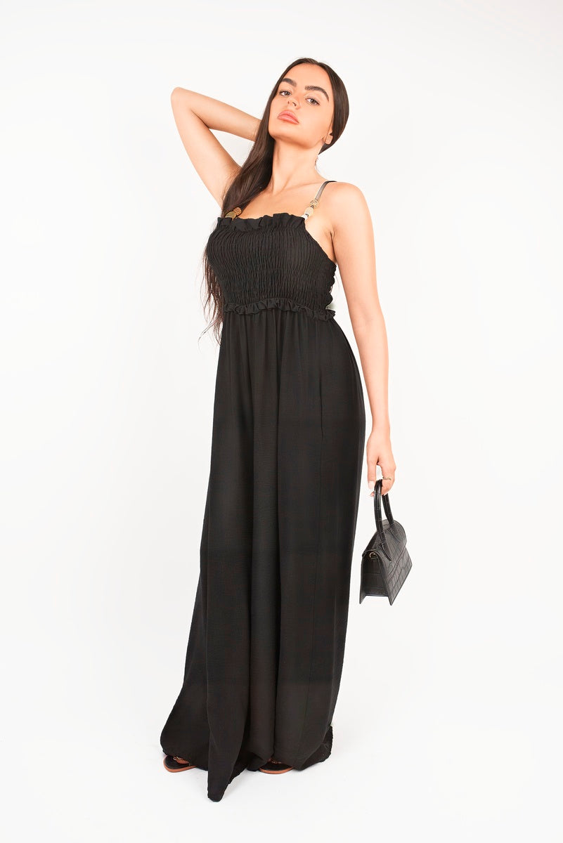 Shirred Bandeau Wide Leg Jumpsuit