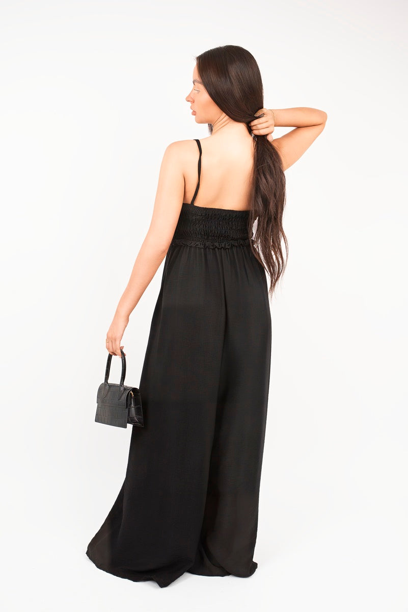 Shirred Bandeau Wide Leg Jumpsuit